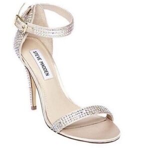Steve Madden Rhinestone Embellished Heels - Cream